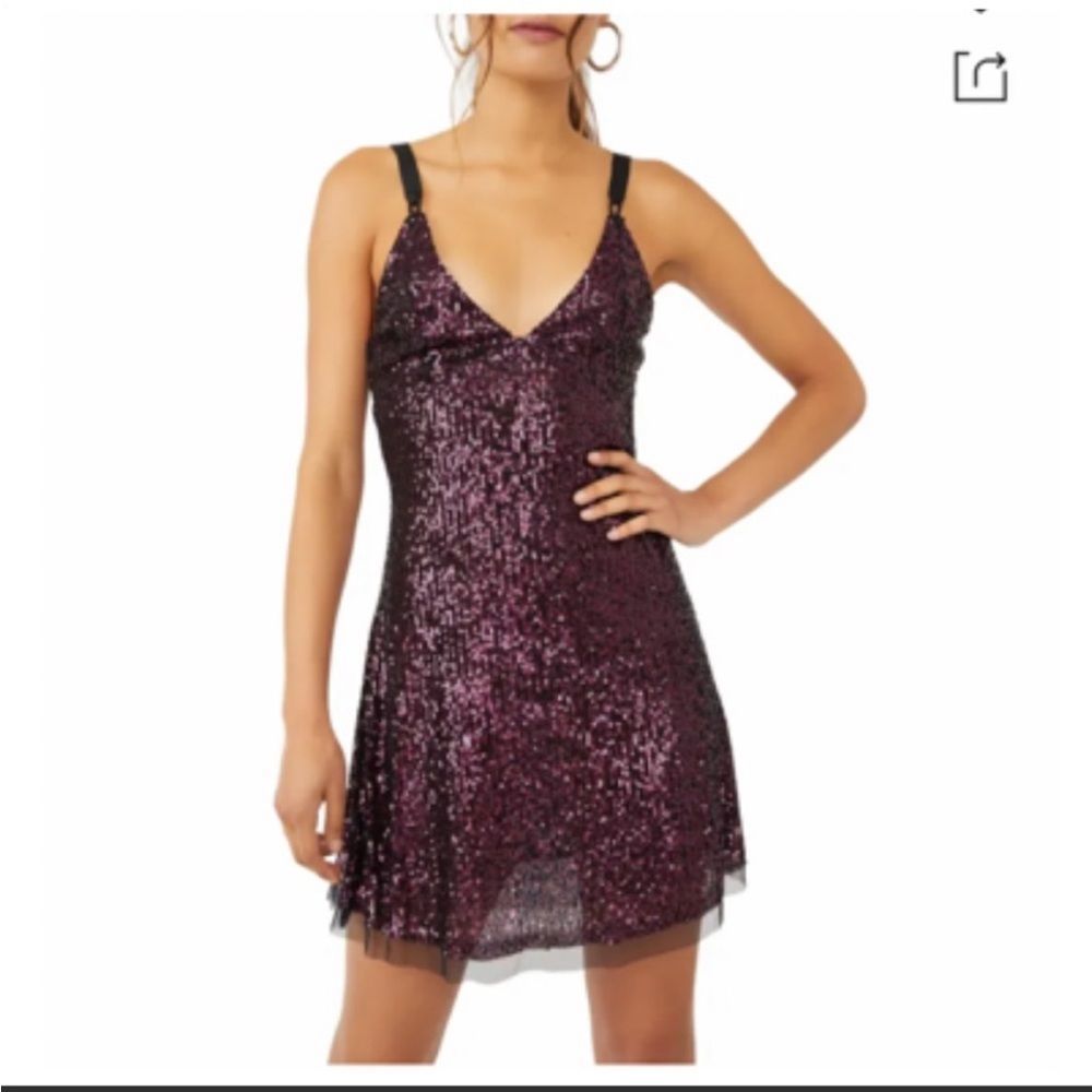 Free People Gold Rush Mini Dress In Plum - Picture 8 of 8